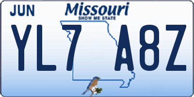MO license plate YL7A8Z