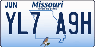 MO license plate YL7A9H