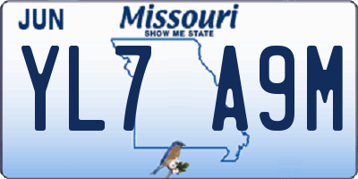 MO license plate YL7A9M