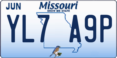 MO license plate YL7A9P