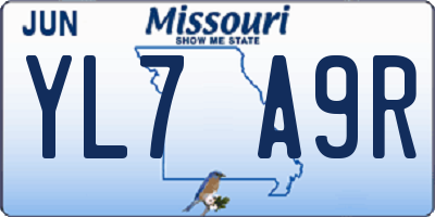MO license plate YL7A9R