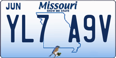 MO license plate YL7A9V