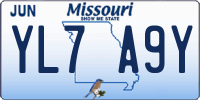 MO license plate YL7A9Y