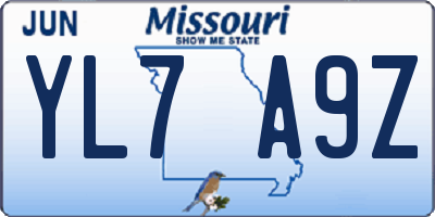 MO license plate YL7A9Z