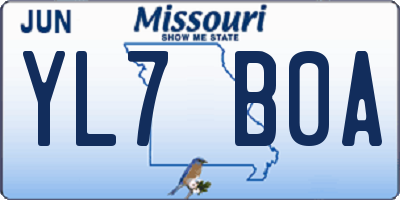MO license plate YL7B0A