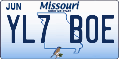 MO license plate YL7B0E