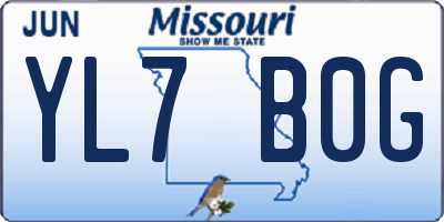 MO license plate YL7B0G