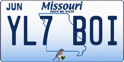 MO license plate YL7B0I