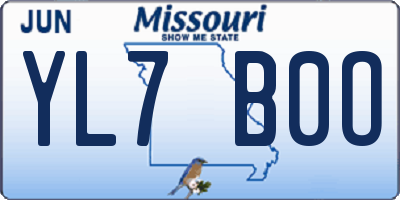 MO license plate YL7B0O