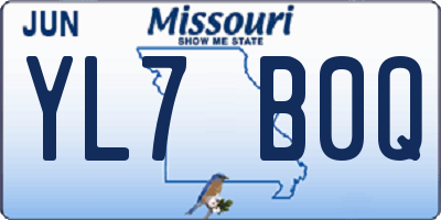 MO license plate YL7B0Q