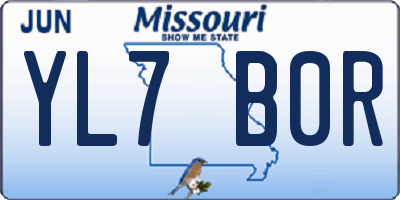 MO license plate YL7B0R