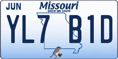 MO license plate YL7B1D