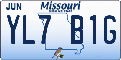 MO license plate YL7B1G