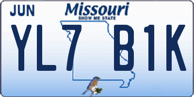 MO license plate YL7B1K