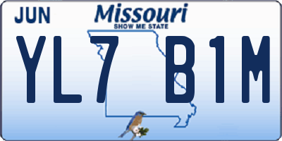 MO license plate YL7B1M