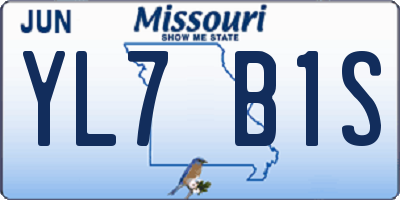 MO license plate YL7B1S
