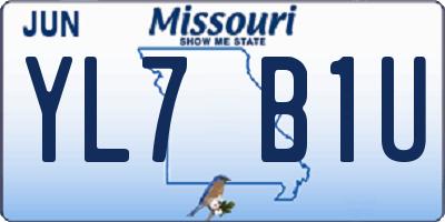 MO license plate YL7B1U