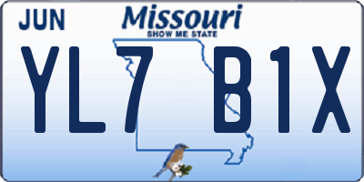MO license plate YL7B1X