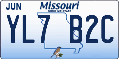 MO license plate YL7B2C