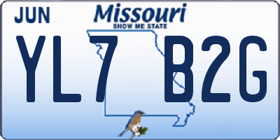 MO license plate YL7B2G