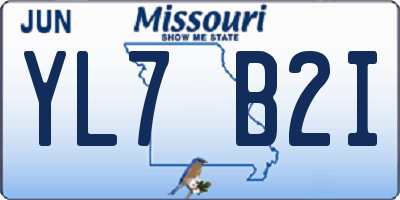 MO license plate YL7B2I