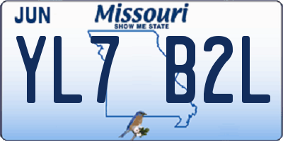 MO license plate YL7B2L