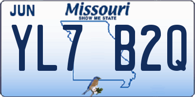 MO license plate YL7B2Q