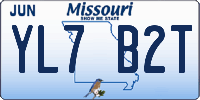 MO license plate YL7B2T