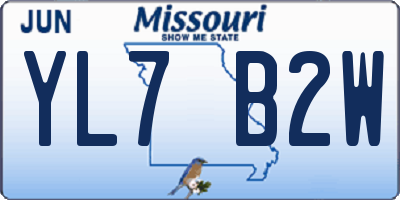 MO license plate YL7B2W