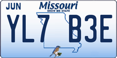 MO license plate YL7B3E