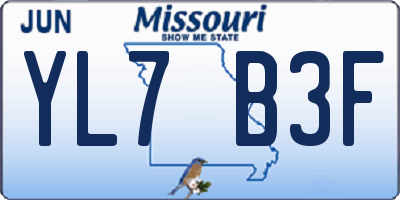 MO license plate YL7B3F