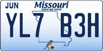MO license plate YL7B3H