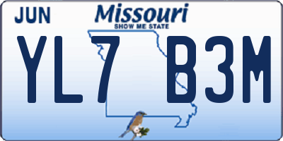 MO license plate YL7B3M