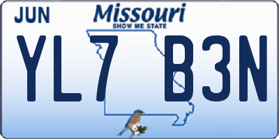 MO license plate YL7B3N