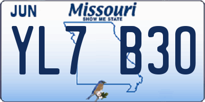 MO license plate YL7B3O