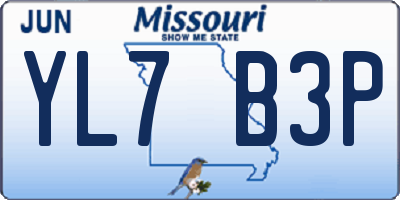 MO license plate YL7B3P