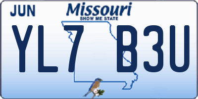 MO license plate YL7B3U