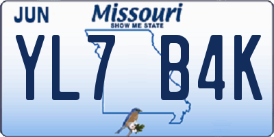 MO license plate YL7B4K