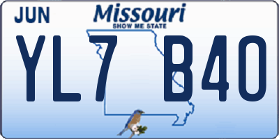 MO license plate YL7B4O
