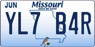MO license plate YL7B4R