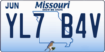 MO license plate YL7B4V