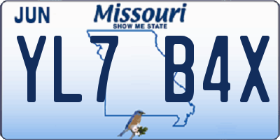 MO license plate YL7B4X