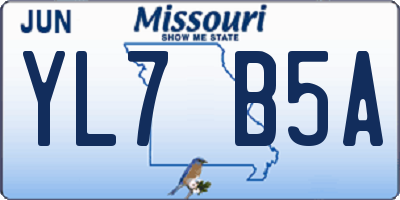 MO license plate YL7B5A