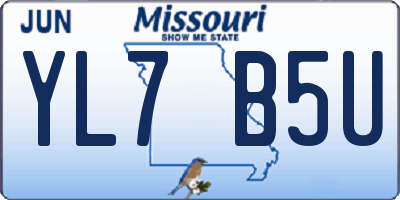 MO license plate YL7B5U