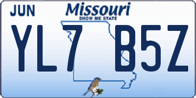 MO license plate YL7B5Z