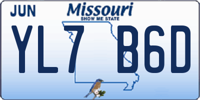 MO license plate YL7B6D