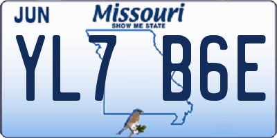 MO license plate YL7B6E