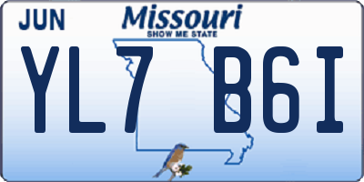MO license plate YL7B6I