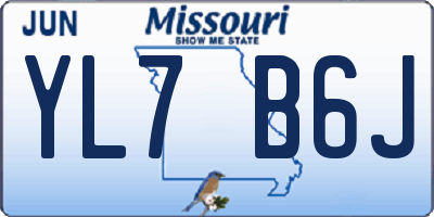 MO license plate YL7B6J