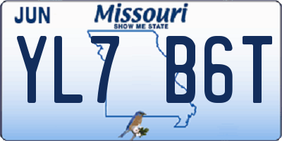 MO license plate YL7B6T